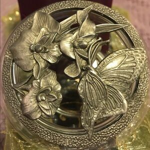 Vintage Pewter Lid of Butterfly with decor bowl